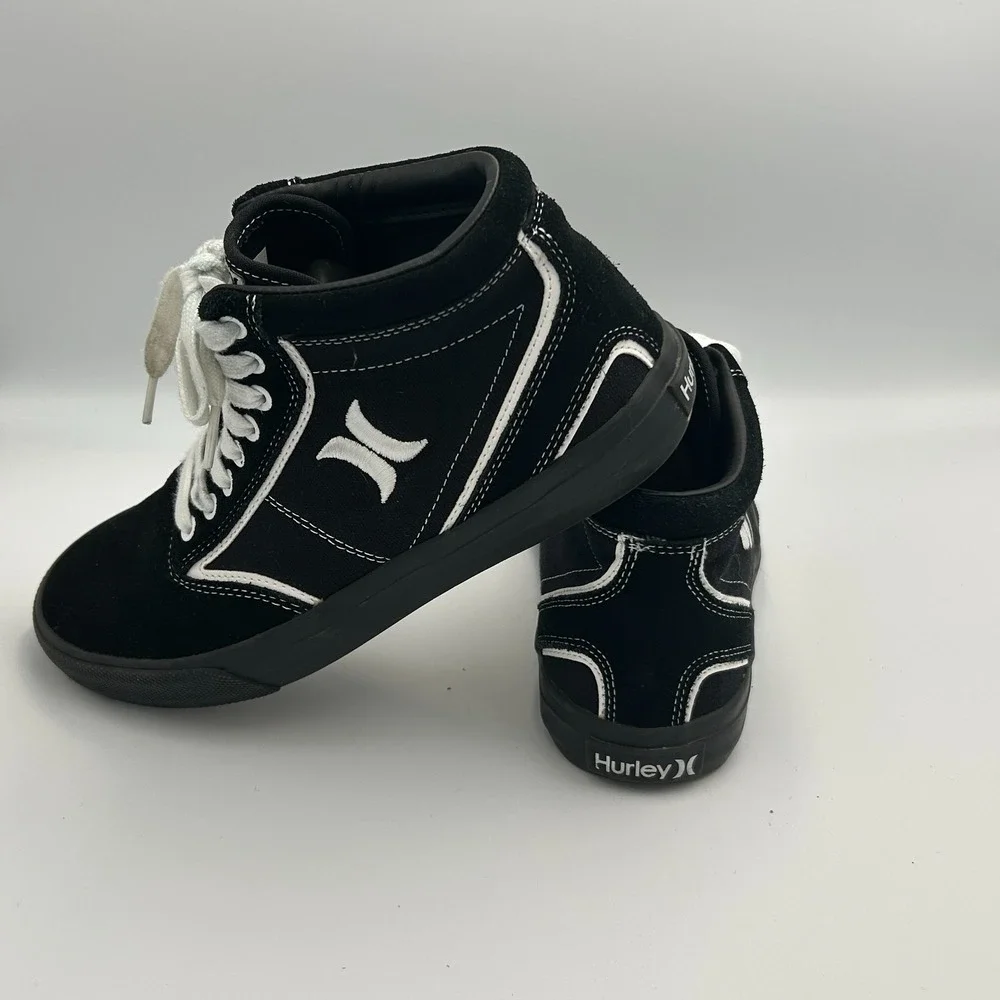 Hurley Men's 8 Skate Shoes‎ Canvas Lace Up High Top Kayo Chukka Black White 90s